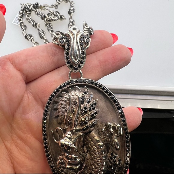 Men’s Silver Necklace with Black Diamonds - Picture 3 of 8